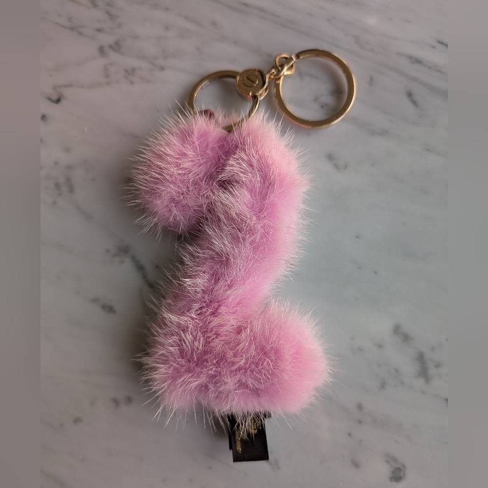 Loro Piana Pink Fluffy Mink Fur Keychain